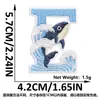 Suministro Transfronterizo de Parches Bordados de Ballena Linda de Dibujos Animados y Ola con Letras Inglesas, Parches Azules de Ola para Ropa