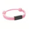 Joyería Transfronteriza Europea y Americana, Pulsera Ajustable Cuadrada de Tubo de Acero Inoxidable con Láser, Pulsera Ajustable Tejida a Mano de Paracord