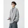 Sudadera vintage de otoño con cuello alto y media cremallera, top holgado de manga larga para hombre estilo americano, chaqueta sudadera casual de moda