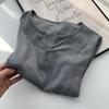 Camiseta de Manga Larga con Cuello en V, Botones Teñidos Personalizados, Canalé, para Mujer en Primavera y Verano, Suave y Amigable con la Piel, Holgada, Ajustada y Versátil, Top Básico