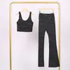 Conjunto de Chaleco Lulu U y Pantalones Acampanados, Ajustado con Cuello Alto, Cremallera Dorada Elástica, Conjunto para Fitness Yoga