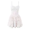 Vestido corto floral estilo princesa de la marca Z con cinturón, tirantes finos, suave y dulce, con detalles de flor de encaje Za