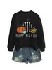 Amazon eBay Estación Independiente Moda Casual para Mujer HAPPY FALL Y'ALL Sudadera con Estampado de Calabaza y Leopardo Otoño Invierno