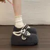 Zapatos Birkenstock Mujer Invierno Más Terciopelo Bordado Lazo 2026 Nuevo Cobertura Total Piel Algodón Zapatos Cálidos Aumento Interno Altura Zapatos
