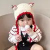 Touca de Bebê Outono Inverno Touca de Algodão para Bebê Flor Fofa Aba Curta Quente Touca Infantil 1-2 Anos