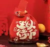 2026 Año del Caballo Sobre Rojo Bolsa Festiva para Regalo Bolsa Tejida de Mano Bolsa para Regalo de Dama de Honor Bolso de Mano para Mujer