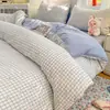 Juego de Cuatro Piezas 100% Algodón Clase A Estilo Fresco ins Funda de Edredón Individual de Algodón Puro Juego de Tres Piezas Sábana Bajera de Grado para Dormir Madre e Hijo Ropa de Cama