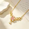 Collar Chapado en Oro Cobre Incrustado con Circonita Cúbica Doble Anillo Incrustado con Diamante Cadena para Clavícula de Lujo Ligero para Mujer Diseño de Nicho Ins Simple Temperamento Joyería de Plata