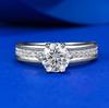 Anel de Prata S925 Mu Jing Jewelry Novo Diamante Sintético 6.0mm Redondo Diamante Branco Anel de Casamento Mostrar Diamante Anel Feminino