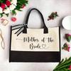 Amazon equipo de novia transfronterizo bolsa de mano de lona doble color blanco y negro fiesta de despedida de soltera de boda novia