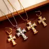 Pendientes de perla y circón transfronterizos Europa y Estados Unidos diseño INS chapado exquisito oro de 18 quilates collar joyería