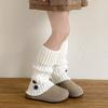 Calcetines para niños otoño e invierno botones doblados engrosados cálidos cubre pantorrilla niña bebé retro color sólido calcetines de rizo