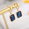 Aretes Cuadrados Geométricos, Aretes de Zirconia Incrustada en Cobre, Aretes Simples de Alta Gama, Aretes Versátiles, Aretes de Zirconia de Lujo Ligero