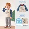 Tops de Outono para Bebês Meninos Jerry Roupa Camada Base para Bebê Color Block 2026 Nova Coleção de Outono Camiseta de Manga Longa Infantil