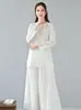 Traje de Yoga Nuevo para Primavera y Otoño 2024 Traje de Manga Larga Retro Literario Botón Traje de Meditación Tai Chi Algodón y Lino Traje Zen Traje de Té