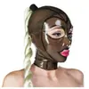 Casco Sexy de Látex Máscara de Látex Cosplay Femenino Casco Máscara de Juego de Rol Sexy con Cola de Caballo