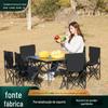 Mesa e Cadeiras Dobráveis de Aço Titânio para Exterior, Mesa de Piquenique Montada em Carro, Suprimentos para Camping, Churrasco, Mesa de Rolo Auto-Dirigível, Aço Boro Aprimorado