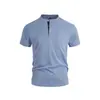 Nueva Camiseta Polo de Manga Corta de Color Sólido con Cuello Alto Abotonado de Verano para Hombre, Transfronteriza Europea y Americana de Amazon, Camiseta Casual
