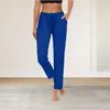 Calça casual feminina de cintura alta, cor sólida, com cordão e cadarço, elástica, slim fit, comprida, confortável, com bolso inclinado