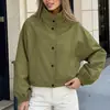 Outono 2026 Novo Roupas Femininas Transfronteiriças Europeias e Americanas Casaco Jaqueta de Botão Manga Longa Cor Sólida de Alta Qualidade Top