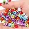 4 6 7 10 mm cuentas sueltas acrílicas cuentas con letras en inglés cuentas planas hechas a mano diy accesorios de joyería con cuentas pulsera