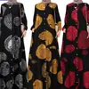 Camisas Estampadas de Algodão e Linho para Comércio Exterior Transfronteiriço, Roupas Femininas de Tamanho Grande, Vestidos de Manga Longa, Modelagem Solta, Elegantes, Adequados para o Trabalho