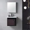 Gabinete de Baño Minimalista Moderno Aleación de Aluminio Lavabo Integrado Lavabo Cerámico Combinación Espejo Tocador de Baño Espejo Gabinete