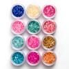 Arte de Uñas Estilo Japonés Set de 12 Botellas de Polvo de Concha Fragmentos de Concha de Color Lentejuelas para Uñas Brillo DIY Joyería para Uñas