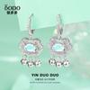 Pendientes de plata de ley S925 con cierre de piedra lunar azul Ping An Ruyi para mujer, elegantes y combinables con todo tipo de celebridades cibernéticas, de larga duración.