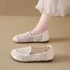 Mocasines transpirables sin cordones, suela blanda, nueva superficie suave, zapatos de malla tejida perforada para mujer, casual 2026, cómodos zapatos de verano