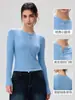 Nueva camiseta Henley de modal Lenzing para mujer, ropa deportiva para yoga, camiseta adelgazante de alta elasticidad, top de manga larga para correr y fitness.