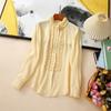 Camisa de Seda Crepé de Chine de Alto Lujo Ligero Peso Pesado para Mujer Manga Larga Diseño Primavera 2025 Suelta Talla Grande Top de Seda de Morera
