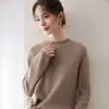 Design com amarração lateral, gola redonda, mangas compridas, modelagem solta, suéter de tricô versátil para mulheres, perfeito para outono e inverno