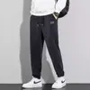 Pantalones largos europeos de algodón cálido transfronterizos con cintura elástica, pantalones casuales holgados versátiles para hombre de talla grande, nuevos pantalones de pierna recta estilo jogger