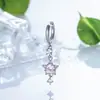 Estrellas Rosa Cereza Cayendo Dulcemente, Aretes Galaxia Brillantes de Circonita Rosa Claro, Tornillo para Cartílago de Varilla de Aleación de Titanio