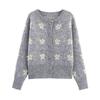 Conjunto de Ropa de Otoño para Mujer 2025 Nuevo Estilo Coreano Cuello Redondo Estampado Cárdigan Corto de Punto y Falda Corta que Cubre la Cadera Dos Piezas