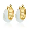 Brincos Coloridos em Forma de Gota da Moda Europeia e Americana Transfronteiriços Aço Inoxidável Cor Duradoura Brincos de Resina Versáteis Acessórios de Orelha para Primavera e Verão