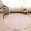 Tapete Redondo Tingimento Tie-Dye Cruzado Seda Lã Cor Sólida, Tapete Redondo de Chão Longo e Macio, Almofada para Cadeira de Cesta Suspensa, Tapete de Quarto ao Lado da Cama Venda por Atacado