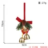 Adorno de campana dorada de Navidad con piñas, bayas rojas y lazo, Decoración para árbol de Navidad, Colgante festivo pequeño para árbol de Navidad