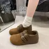 Moda Outono Sapatos Birkenstock Bico Redondo Saia Novo Estilo Corte Baixo Sapatos de Salto Único Feminino Fundo Plano 2026 Combinando Sola Macia Leve