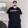 Camiseta Masculina Verão Tendência Tamanho Plus Size Algodão Puro Solta Oversized Manga Curta Gola Redonda Pulôver Estampada