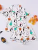 Tendencia de Comercio Electrónico Transfronterizo Pijamas Temáticos de Halloween para Mujer Verano Manga Corta Shorts Cárdigan Delgado Ropa de Casa Pijamas Europeos y Americanos