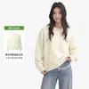 Sudadera casual de cuello redondo para mujer estilo coreano, felpa gruesa para otoño e invierno, manga larga elegante, corte holgado, retiene el calor, prenda básica versátil