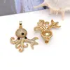 Acessórios para joias DIY, pingente de estrela-do-mar transfronteiriço, banhado a cobre com ouro real 18k, cravejado com zircônia, versátil para colares e pulseiras
