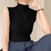 Chaleco sin mangas de cuello medio Verano Elegante Camisa base Ropa exterior para mujer Tejido de seda helada Estilo occidental Ropa interior Chaleco ajustado