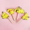 Decoración de pastel amarillo de cumpleaños de Pikachu bikachu elfo de dibujos animados bola juguete para niños enchufe para hornear