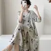 Pijama Extralargo para Mujer Primavera y Otoño Camisón Verano para Mujer Nuevo Pijama de Algodón Seda Talla Grande Vestido de Sensación de Alta Gama