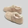 Zapatos populares estilo Birkenstock, forrados de felpa y engrosados para mujer, nueva colección de invierno 2026, cálidos y acogedores para estudiantes, zapatos versátiles para mujer