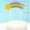 10 Cores Blocadas Arco-Íris Feliz Aniversário Decoração de Bolo Plug-in Nuvem Sol Lua Cartão de Inserção Bandeira Suprimentos