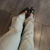 Versión de piel de oveja~Zapatos Mary Jane planos de punta redonda con remaches para mujer, con lazo y diseño hueco, suela suave, adecuados para combinar con faldas, zapatos de ballet